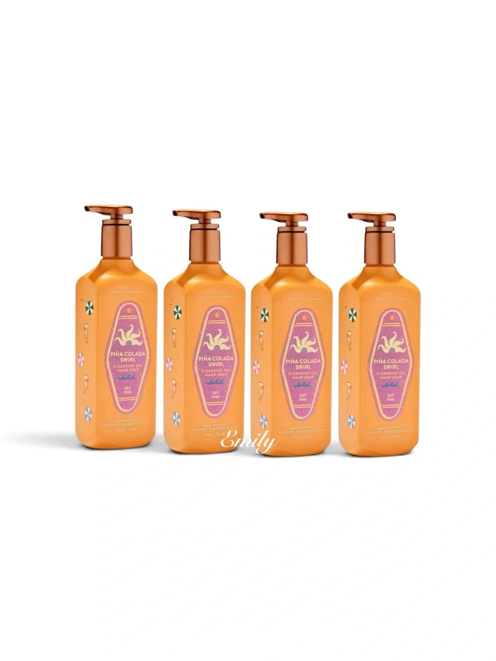 4X Bath & Body Works PINA COLADA SWIRL 8 fl oz Cleansing Gel Hand Soap Set